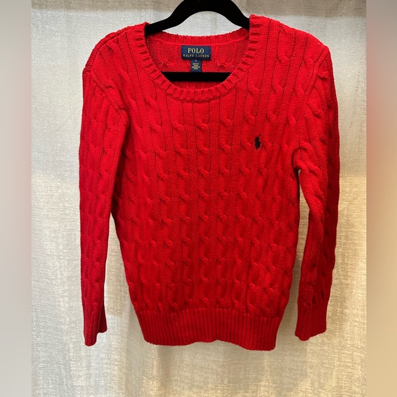 Boys Ralph Lauren Red Cable Knit Sweater - Picture 1 of 7